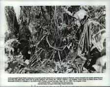 1987 Press Photo Anthropologist David Watts Observes Mountain Gorilla picture