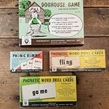 Vtg Lot KENWORTHY EDU. - Phonics Rummy-Phonetic Word Drill Cards-Doghouse Game picture