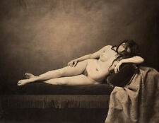 1856 Nude Female Reclining on Couch Chair Vintage Old Photo 8.5