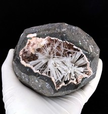 Superb Natural Scolecite On Heulandite In Geode Minerals Specimen#1353 picture