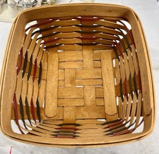 Vintage 1993 Longaberger Large Berry Basket 8.5” Square Red Black Accents picture