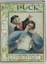 Photo:Puck Christmas Cover 1895 Mistletoe Reading Woman Charles Jay Taylor picture