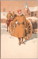 c1910s CHINA Chinese Military Postcard Soldiers / Winter Scene - Artist-Signed picture