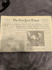 The New York Times November 4th, 1948 Truman Wins And Becomes President picture