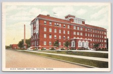 Wesley Hospital Wichita Kansas 1947 Commerce Chrome Postcard picture