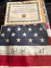 American Flag autographed by Bill Clinton and George W Bush picture