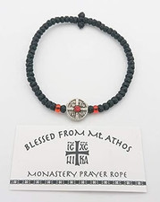Orthodox Prayer Rope Bracelet Mt Athos Komboskoini Chotki IC XC NIKA Red picture