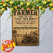 vintage farmer quote poster sepia farm landscape barn picture