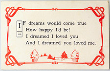 Vintage Romance “If Dreams Would Come True” Poem Postcard picture
