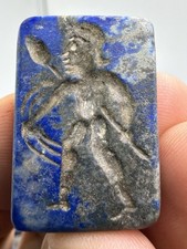Lapis Lazuli Carved Bull Ox Head Amulet Figurine Animal Sculpture 1st Century picture