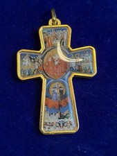 Italy Gold Cross Miniature Story of Jesus Beautiful Vintage Pendant Vatican picture
