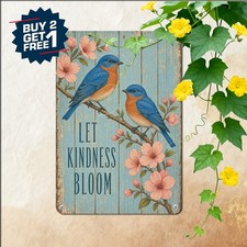 Two Blue Birds Bluebirds Blossoms Quote Poster Vintage Nature Wall Metal Sign picture