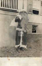 Santa Claus w/ Very Long Beard & Sack Christmas RPPC Photo Postcard COPY picture