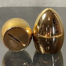Vintage P.M. Italy Brass Egg Salt & Pepper Shaker Set MCM 60’s / 70’s HEAVY picture