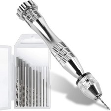 Compact Manual Pin Vise Hand Drill with 10 Drill Bits for Crafting, model tools picture