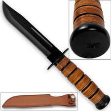 Reproduction WWII Combat USMC Kabar-Style Fighting Knife with Leather Sheath picture