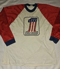 Harley-Davidson RARE Vintage 1970's Race Jersey White No. 1 Stars N Stripes picture