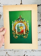 1968 Norcross Original Greeting Card Concept Painting Christmas Tree Fireplace picture