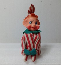 Vintage KNEE HUGGER ELF Pixie Red & White Stripe Christmas Figure Japan MCM picture