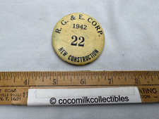 Vintage 1942 Pin Back Button RG&E Corp New Construction Rochester Gas Electric picture