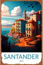 Santander Travel Spain Tin Metal Signs Home Décor Fun & Quirky Creative 8 * 12In picture