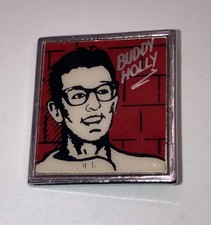 Vintage 1970’s Clubman Buddy Holly Rare Metal Pin Rock Badge Made In England UK picture