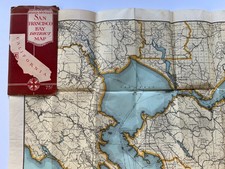 SAN FRANCISCO bay district map fold out 1930's? vintage 75 cents Rand McNally picture