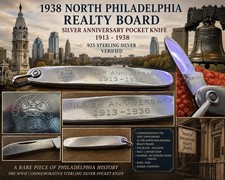 1938 North Philadelphia Realty Board Sterling Silver Pocket Knife Vintage .925 picture