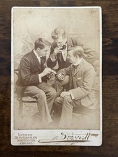 Antique Victorian Cabinet Card photo 1890s Cigarette Smoking Men Draycott London picture