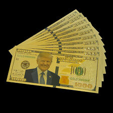 10x President Donald Trump 1000 Dollar Gold Bill Banknotes For Collection Gift picture