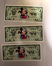 2000 Series Disney Dollars $1 Uncirculated Consecutive Lot of 3 Series A picture
