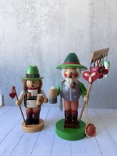 Vintage Steinbach Oktoberfest Smokers Set of 2 Bavarian Wooden Incense Figures picture