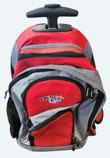 2008 eBay Live Chicago Red Black & Gray Rolling Backpack Multiple Compartments picture