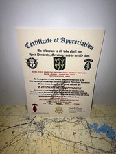 U.S. ARMY - 12TH SPECIAL FORCES GROUP (ABN) CERTIFICATE OF APPRECIATION picture