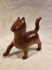 hand carved wooden cat signed wilt 86 picture