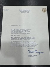 President Ronald Reagan California governor signed 1967 letter picture