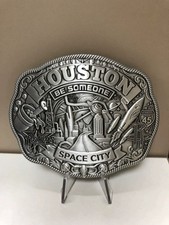 Houston Western Belt Buckle Custom Made Be Someone 4 1/2 x 3 1/2 picture