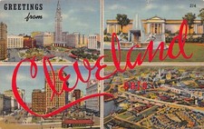 1943 Cleveland Ohio Greetings From Large Letter (0B-H1851) Linen PC picture