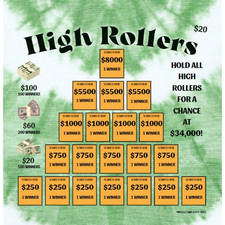 HIGH ROLLERS 20 POINT/13200P 3960 PULL TAB HARD CARD TICKETS GAME  picture