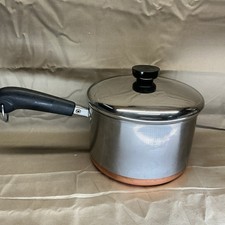 VTG 1801 Revere Ware 3 Qt Copper Bottom Stainless Saucepan/Pot W/Lid Clinton ILL picture