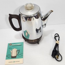 General Electric Percolator Coffee Pot 75P31 GE P31 Maker Chrome VTG MCM 9 Cup picture