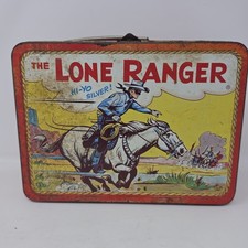 Vintage 1954 original The Lone Ranger red Metal Lunchbox by ADCO Liberty L picture