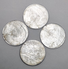 Vtg Set x4 Capiz Shell Coasters 3