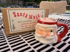 1 Vintage HOLT HOWARD Winking SANTA CLAUS Mug ORIGINAL BOX Christmas GREEN EYE picture