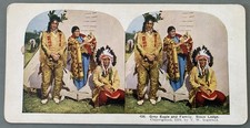 Antique 1899 Gray Eagle Native Sioux Chief And Family Stereoview Photo Card picture
