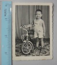 (Z1) vintage Asian Chinese Boy Antique Bicycle B/W Photo picture