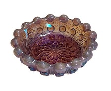 Purple Amethyst Opalescent Carnival LACY DAISY Glass Open Salt Cellar Dip picture