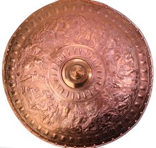 19th CENTURY BRASS COPY OF THE CELLINI SHIELD ON DISPLAY IN WINDSOR CASTLE.  722 picture