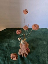 Vintage Oklahoma Rose Rock Folk Art Ladybug Cattail Mushroom 7.5 Unique picture