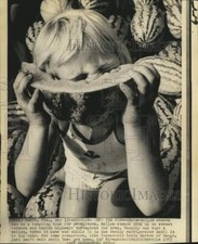 1975 Press Photo Watermelon being enjoyed by youngster during watermelon season picture